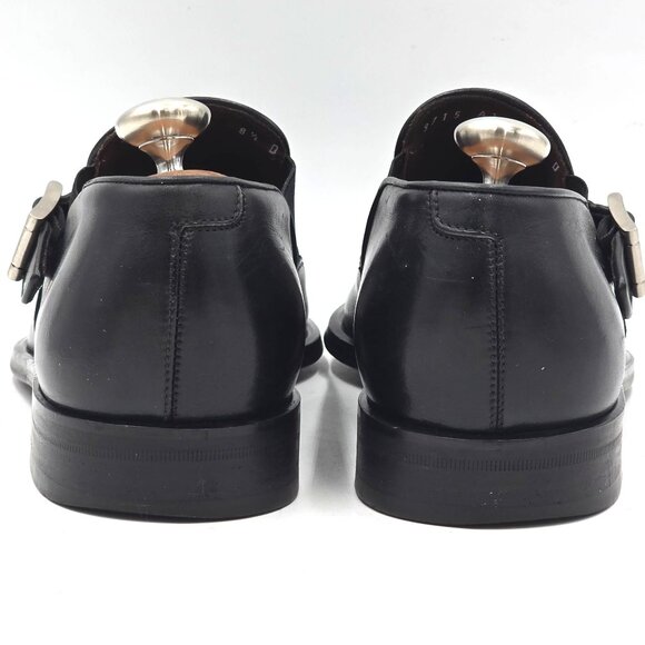 Vintage Ferragamo Italy Monk Strap Loafers Men's 8.5D Black Leather Dress Shoes - Picture 5 of 10